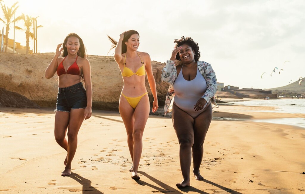 hair-free women on beach